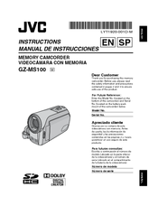 JVC GZ-MS100U - Everio 35x Optical/800x Digital Zoom SDHC Camcorder Instruction Manual