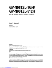 Gigabyte GV-N98TZL-1GH User Manual