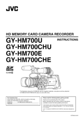 JVC HM700U - Camcorder - 1080p Instruction Manual