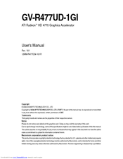 Gigabyte GV-R477UD-1GI User Manual