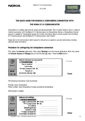 Nokia COMMUNICATOR 9110 Connection Manual