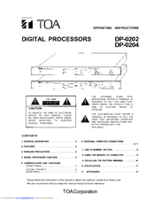 Toa DP-0204 Operating Instructions Manual