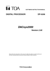 Toa DACsys2000 Software Instruction Manual