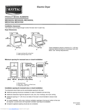 Maytag MEDX700X Dimension Manual