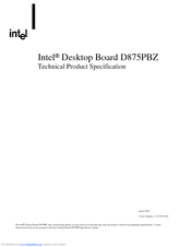 Intel D875PBZ - Desktop Board Motherboard Technical Product Specification