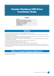 Yamaha USB Installation Manual