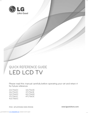 LG 32LT560E Quick Reference Manual
