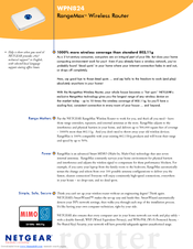 Netgear WPN824v1 - RangeMax Wireless Router Product Data