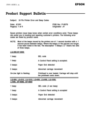 Epson LQ-1010 Product Support Bulletin
