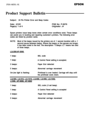 Epson LQ-1010 Product Support Bulletin