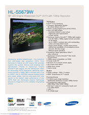 Samsung HLS5679WX/XAA Brochure & Specs