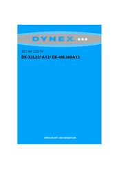 Dynex DX-32L221A12 Important Information Manual