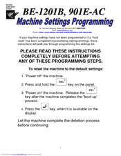 Brother BE-901E-AC Programming Instructions Manual