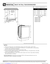 Maytag Jetclean II MDB8551AWW Dimension Manual