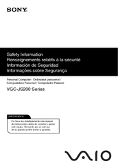 Sony Vaio VGC-JS230J/B Safety Information Manual