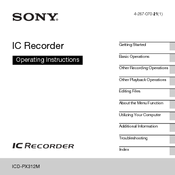 Sony IC Recorder ICD-PX312M Operating Instructions Manual