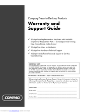 Compaq Presario SR1300 - Desktop PC Support Manual