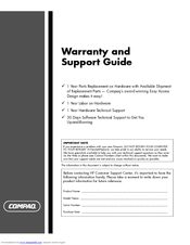 Compaq Presario SR1400 - Desktop PC Support Manual