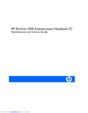 HP Pavilion HDX9100 - Entertainment Notebook PC Maintenance And Service Manual