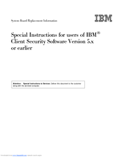 IBM Client Security 5 Series Special Instructions Manual
