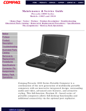 Compaq Presario 1810 Maintenance And Service Manual