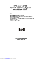HP Tc2100 - Server - 128 MB RAM Installation Manual