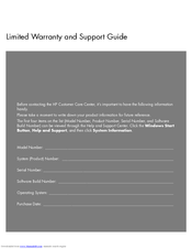 HP w5000 series Limited Warranty And Support Manual
