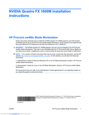 Hp Xw460c - ProLiant - Blade Workstation Installation Instructions Manual