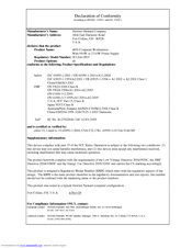 HP Z800 - Workstation - 6 GB RAM Declaration Of Conformity