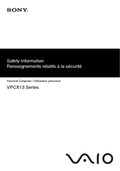 Sony VAIO VPCX131KX/B Safety Information Manual