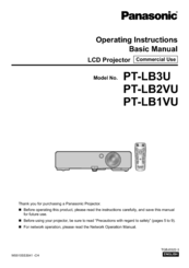 Panasonic PT-LB3U Operating Instructions Manual