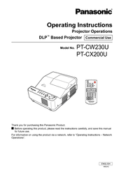 Panasonic PT-CW230U Operating Instructions Manual