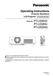 Panasonic PT-LX26HU Operating Instructions Manual