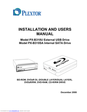 Plextor PX-B310U Installation And User Manual