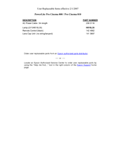 Epson PowerLite Pro Cinema 800 Parts List
