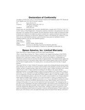 Epson PowerLite Pro Z8150NL Declaration Of Conformity