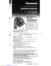 Panasonic KXTG2208B - 2.4 GHZ DIGITAL CDL Operating Instructions Manual