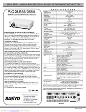 Sanyo 3500 ANSI LUMENS PLC-XU355 Specification Sheet