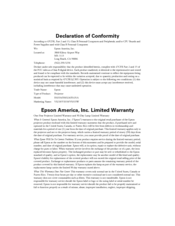 Epson VS210 Declaration Of Conformity