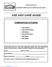 Summit C-39 Use And Care Manual