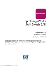 HP StorageWorks SAN Switch 2/8 Power Pak Release Note