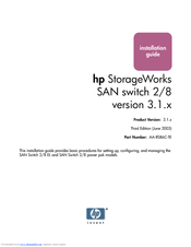HP StorageWorks SAN Switch 2/8 Power Pak Installation Manual