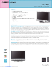 Sony Bravia KLV-S26A10 Specifications