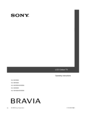 Sony Klv 40s550a Bravia 40 1080p Multi System Lcd Tv Dual Voltage Manuals Manualslib