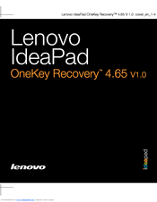 Lenovo IdeaPad OneKey Recovery 4.65 V1.0 Manual