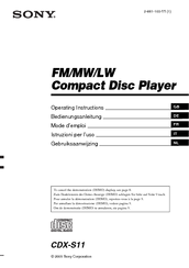Sony CDX-S11 Operating Instructions Manual