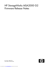 HP StorageWorks MSA2312fc G2 Firmware Release Notes
