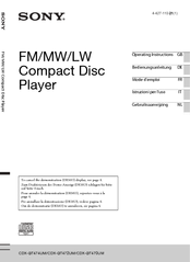Sony CDX-GT474UM Operating Instructions Manual