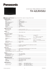 Panasonic TH-42LRH50U Specification