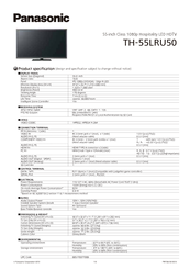 Panasonic TH-55LRU50 Specification